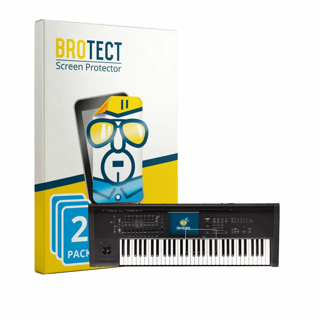 Parte frontale di una confezione del prodotto con il logo del marchio BROTECT. Accanto è raffigurato il dispositivo KORG Krono