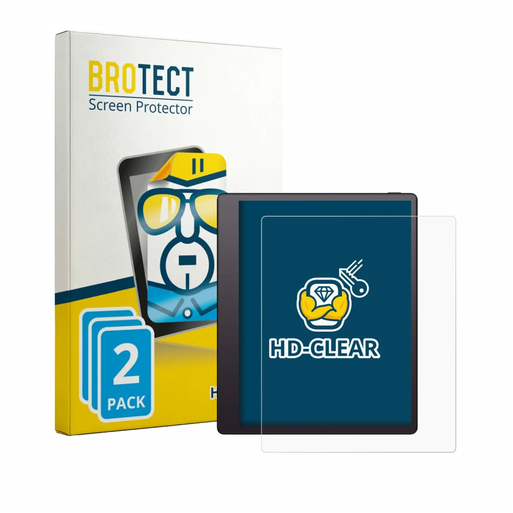 Parte frontale di una confezione del prodotto con il logo del marchio BROTECT. Accanto è raffigurato il dispositivo Boox Note