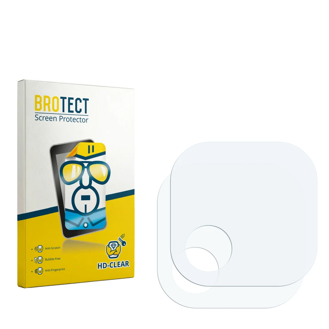 Parte frontale di una confezione del prodotto con il logo del marchio BROTECT. Accanto si trova la protezione per lo schermo c