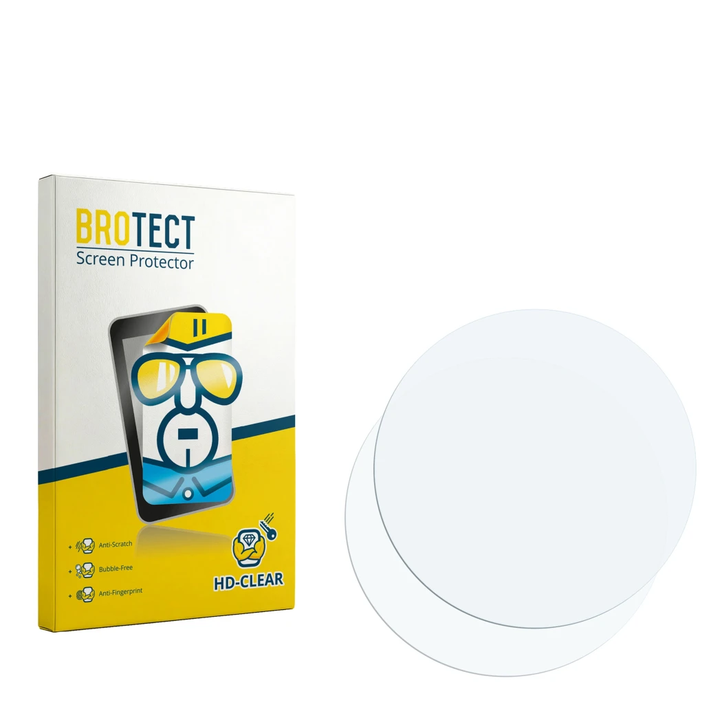 Parte frontale di una confezione del prodotto con il logo del marchio BROTECT. Accanto si trova la protezione per lo schermo c