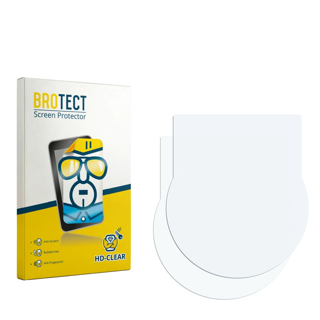 Parte frontale di una confezione del prodotto con il logo del marchio BROTECT. Accanto si trova la protezione per lo schermo c