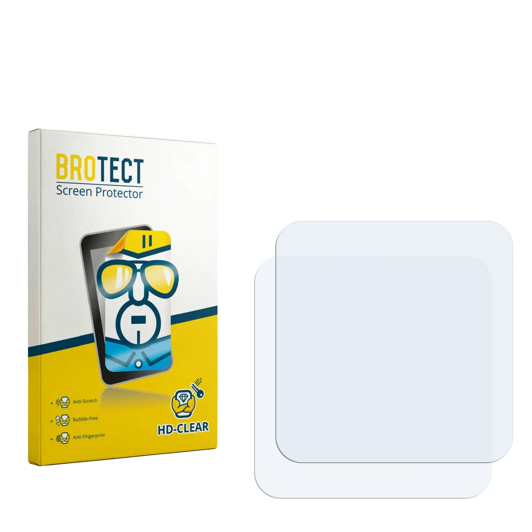 Parte frontale di una confezione del prodotto con il logo del marchio BROTECT. Accanto si trova la protezione per lo schermo c