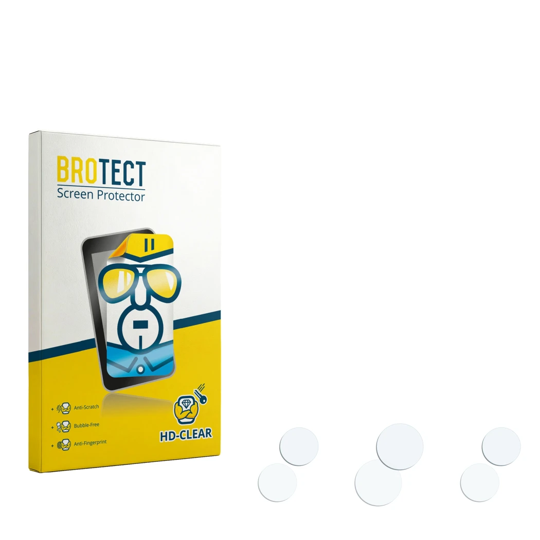 Parte frontale di una confezione del prodotto con il logo del marchio BROTECT. Accanto si trova la protezione per lo schermo c