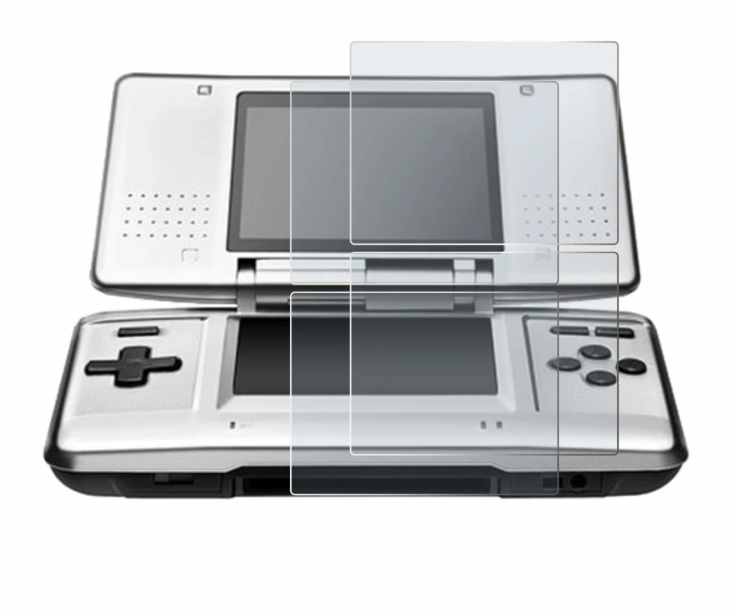 Immagine del dispositivo Nintendo DS con un'ampia varietà di protezioni per lo schermo.