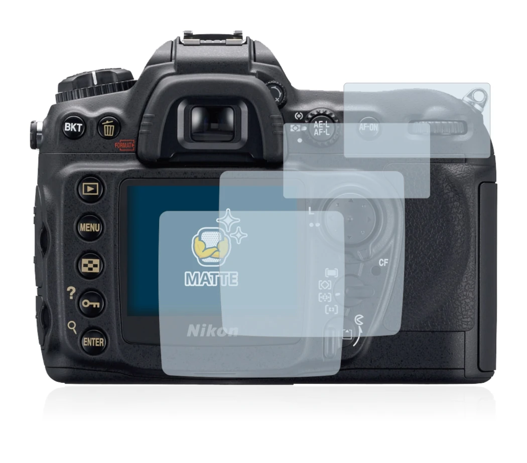Immagine del dispositivo Nikon D200 con un'ampia varietà di protezioni per lo schermo.