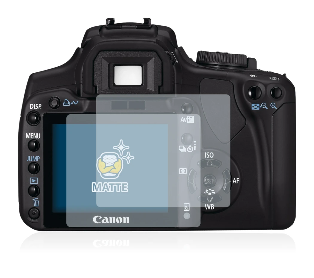 Immagine del dispositivo Canon EOS 400D con un'ampia varietà di protezioni per lo schermo.