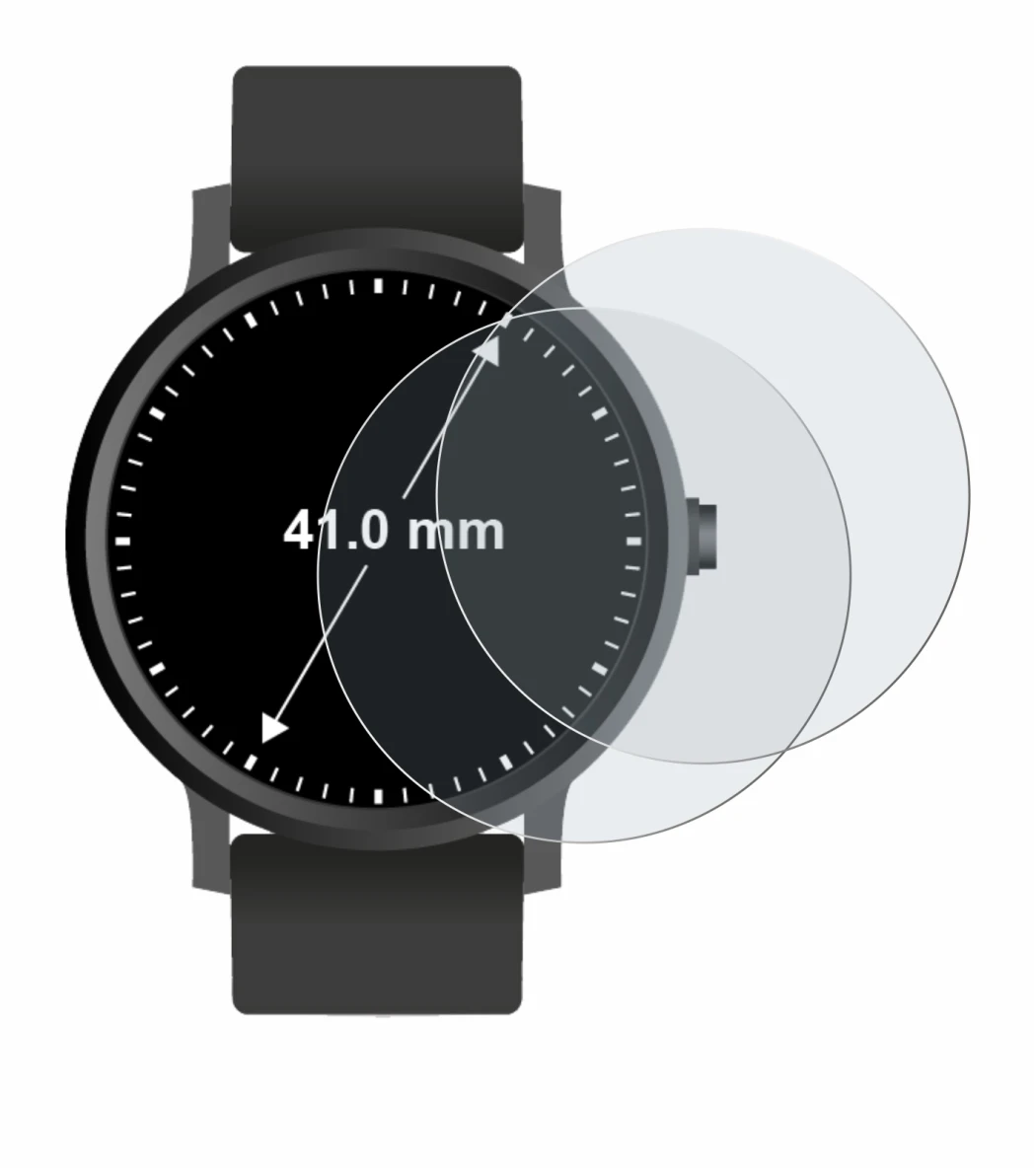 Immagine del dispositivo Orologi (Circolare, ø: 41 mm) con un'ampia varietà di protezioni per lo schermo.