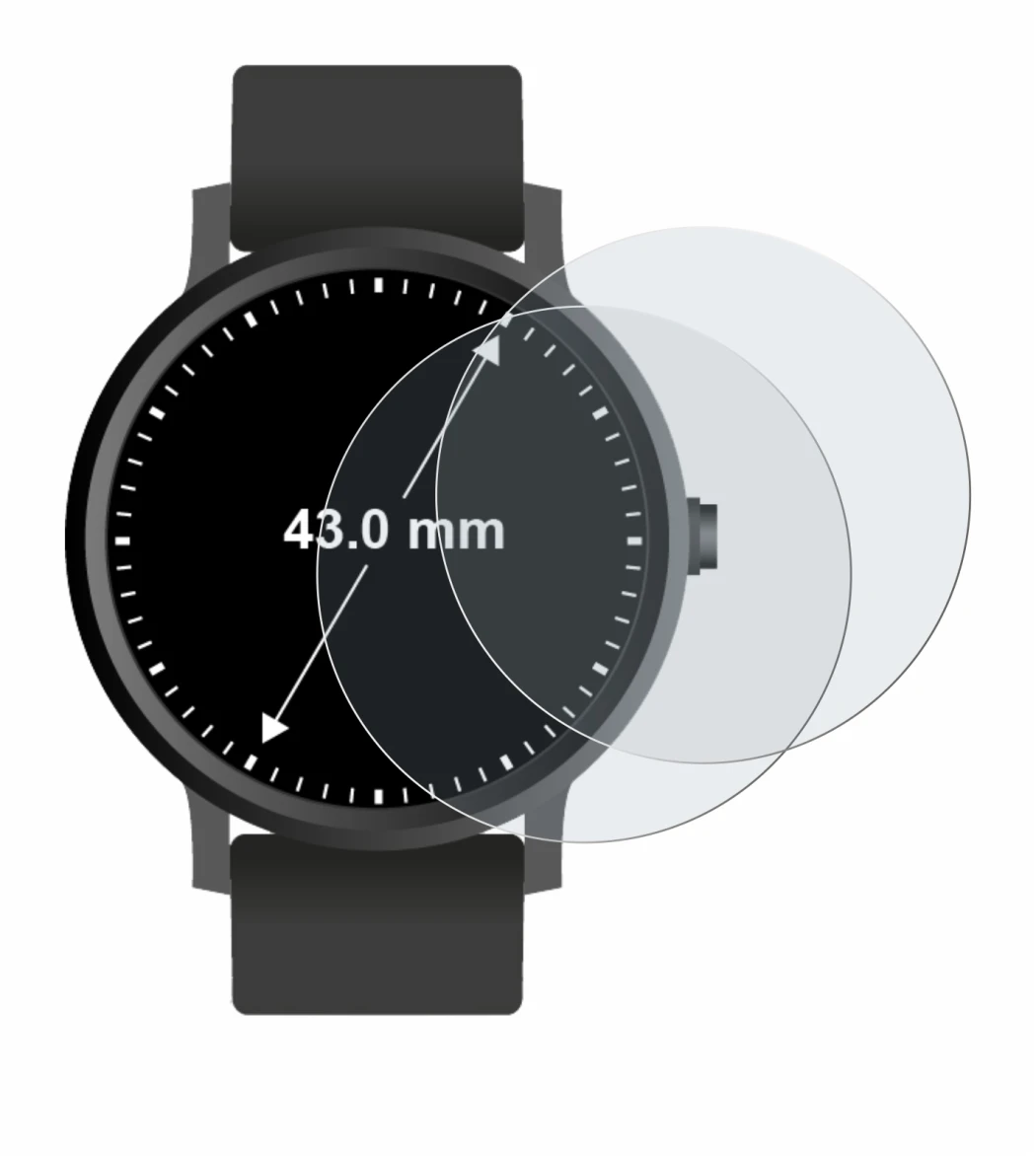 Immagine del dispositivo Orologi (Circolare, ø: 43 mm) con un'ampia varietà di protezioni per lo schermo.