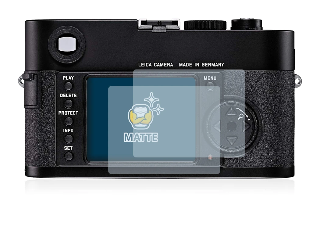 Immagine del dispositivo Leica M8 con un'ampia varietà di protezioni per lo schermo.