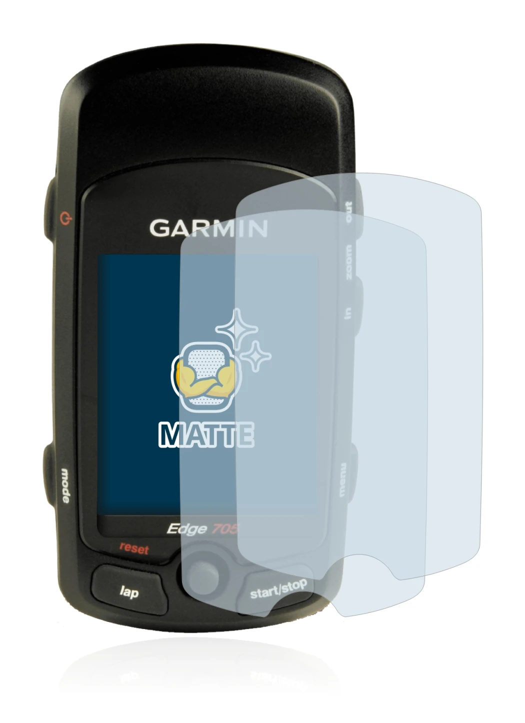 Immagine del dispositivo Garmin Edge 705 con un'ampia varietà di protezioni per lo schermo.