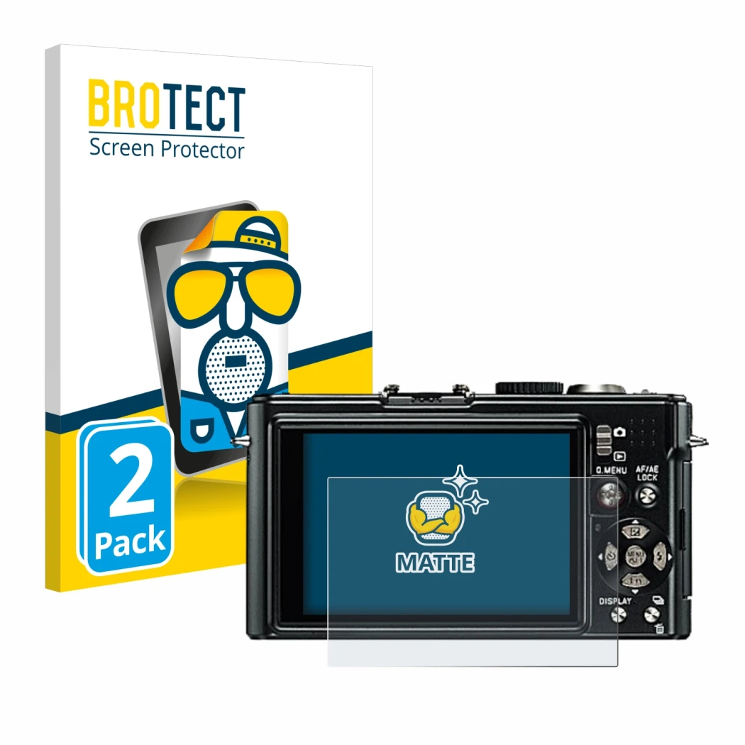 Parte frontale di una confezione del prodotto con il logo del marchio BROTECT. Accanto è raffigurato il dispositivo Leica D-Lu