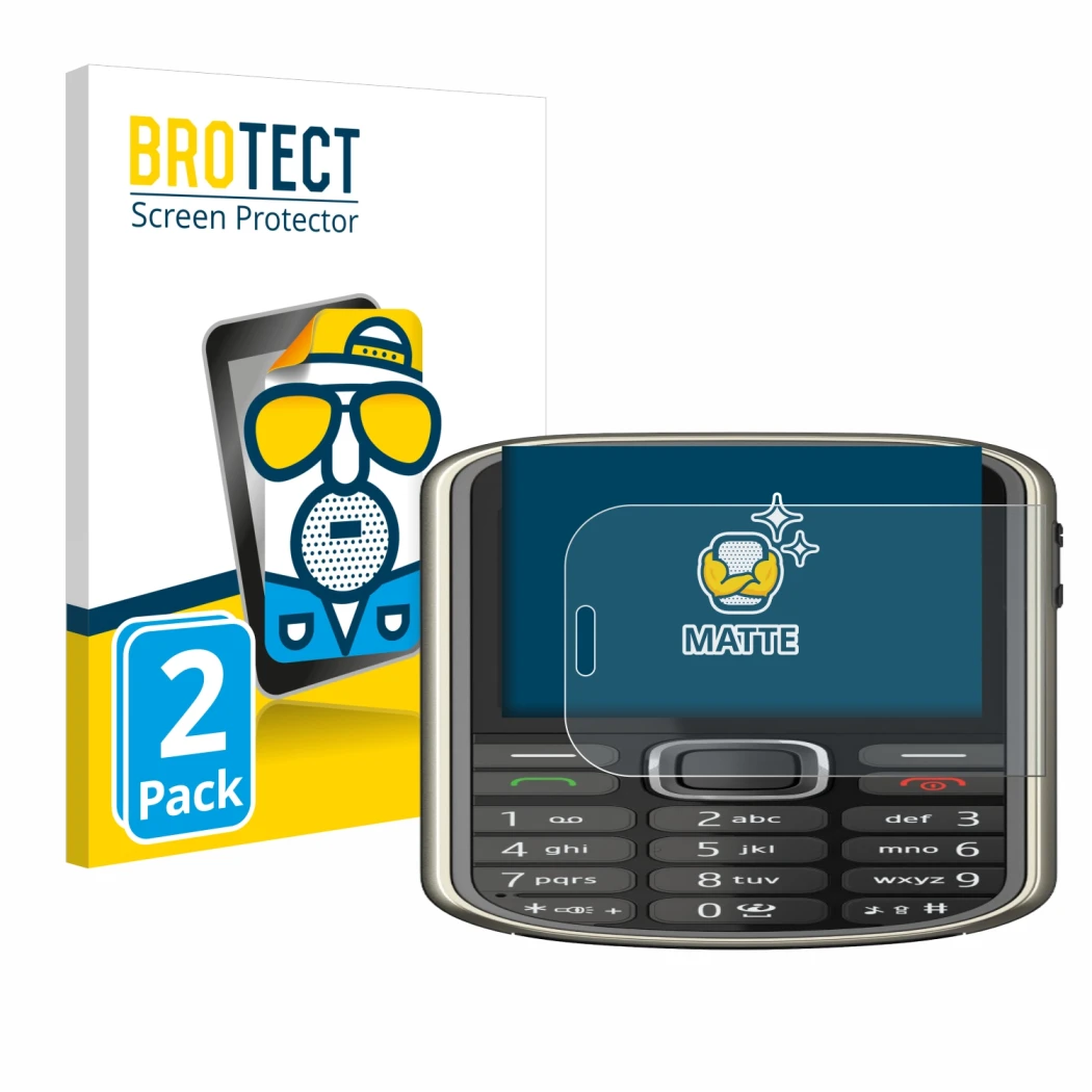 Parte frontale di una confezione del prodotto con il logo del marchio BROTECT. Accanto è raffigurato il dispositivo Nokia 3720