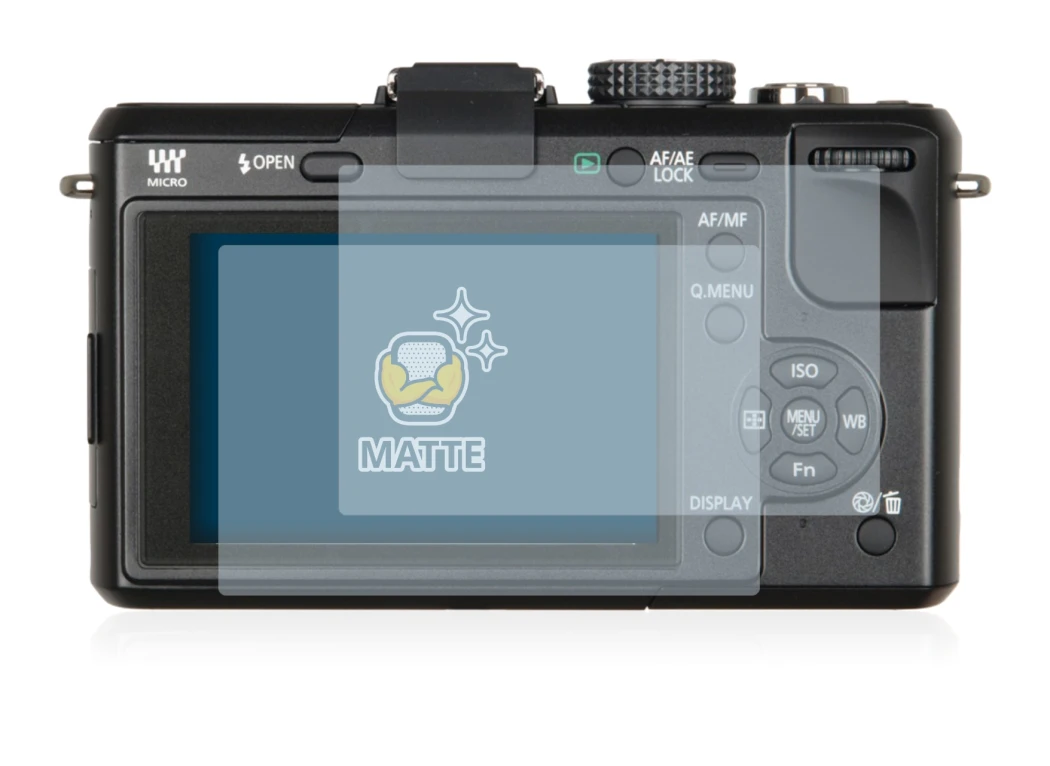 Immagine del dispositivo Panasonic Lumix DMC-GF1 con un'ampia varietà di protezioni per lo schermo.