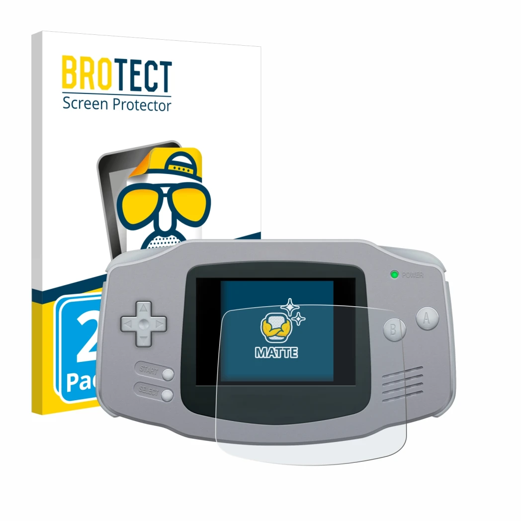 Parte frontale di una confezione del prodotto con il logo del marchio BROTECT. Accanto è raffigurato il dispositivo Nintendo G