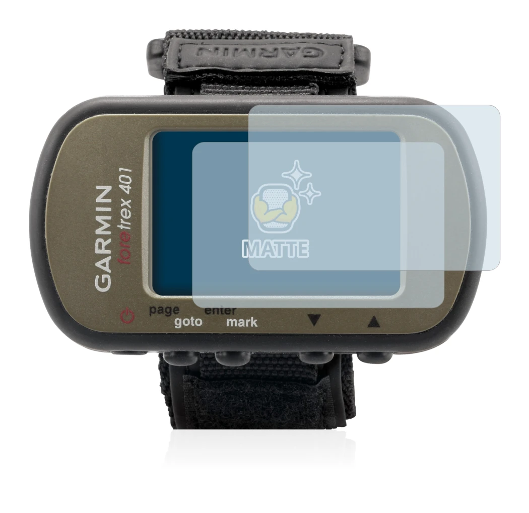 Immagine del dispositivo Garmin Foretrex 401 con un'ampia varietà di protezioni per lo schermo.