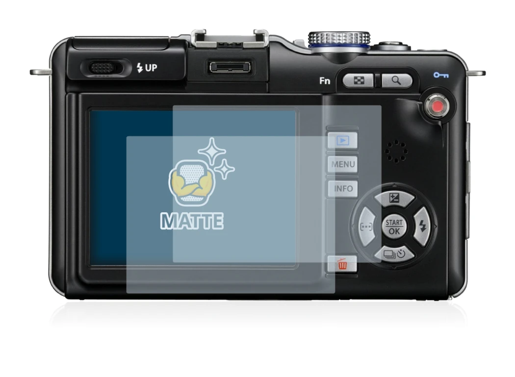 Immagine del dispositivo Olympus PEN E-PL1 con un'ampia varietà di protezioni per lo schermo.