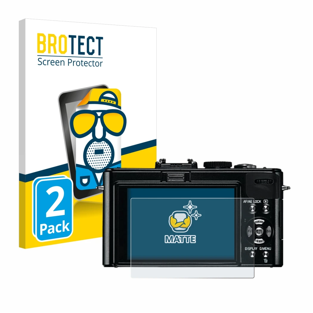 Parte frontale di una confezione del prodotto con il logo del marchio BROTECT. Accanto è raffigurato il dispositivo Leica D-Lu