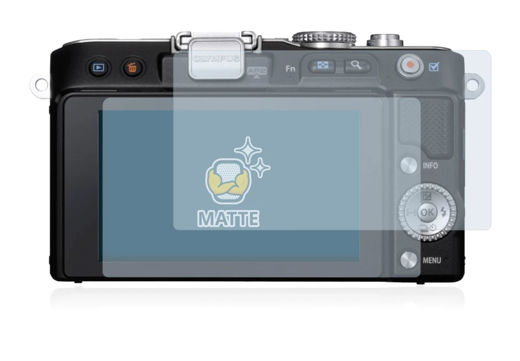 Immagine del dispositivo Olympus PEN E-PL3 con un'ampia varietà di protezioni per lo schermo.