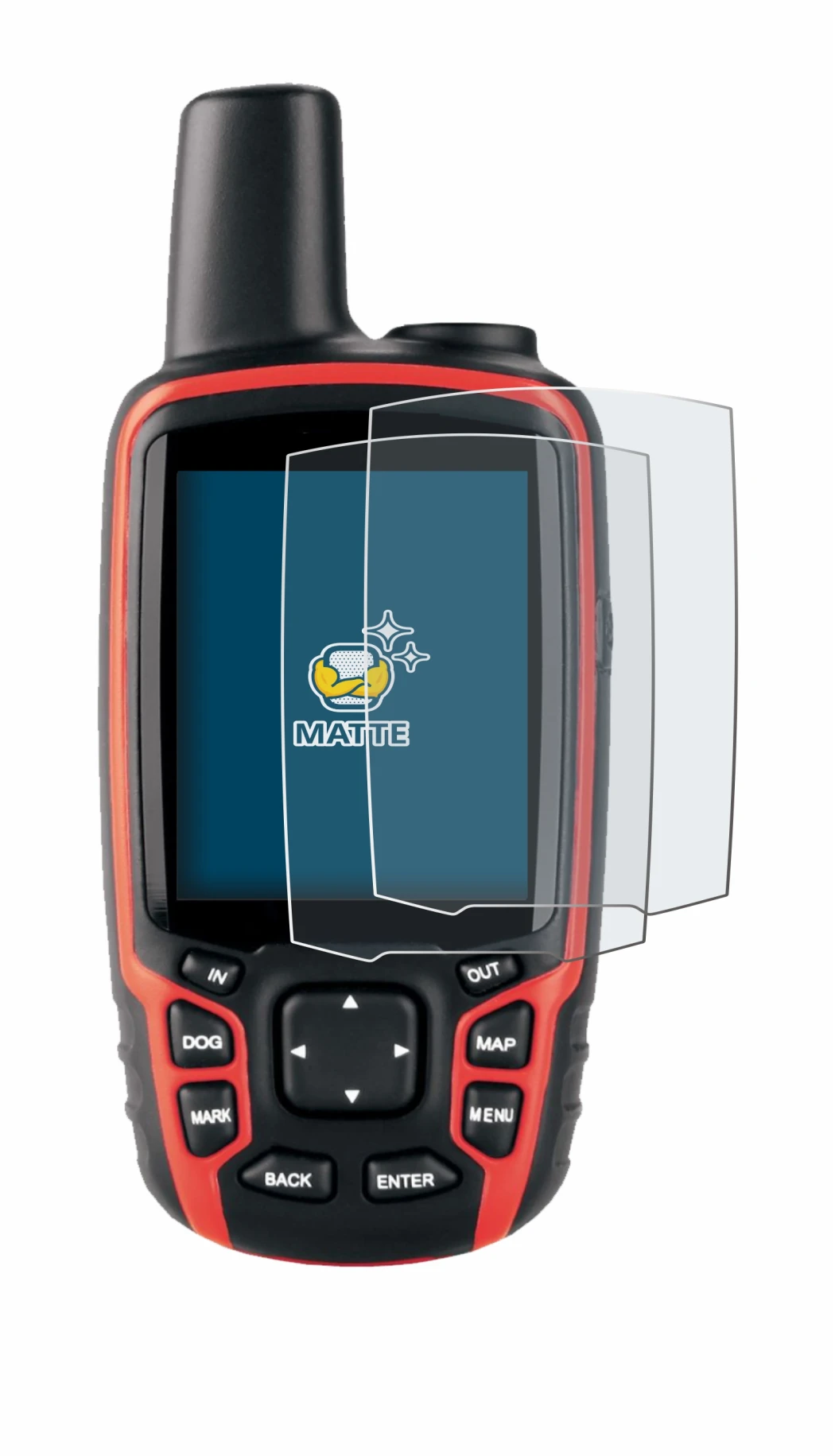 Immagine del dispositivo Garmin Astro 320 con un'ampia varietà di protezioni per lo schermo.