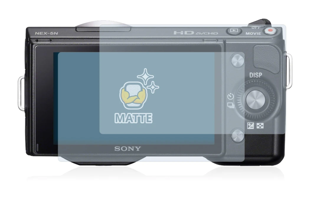 Immagine del dispositivo Sony Alpha NEX-5N con un'ampia varietà di protezioni per lo schermo.
