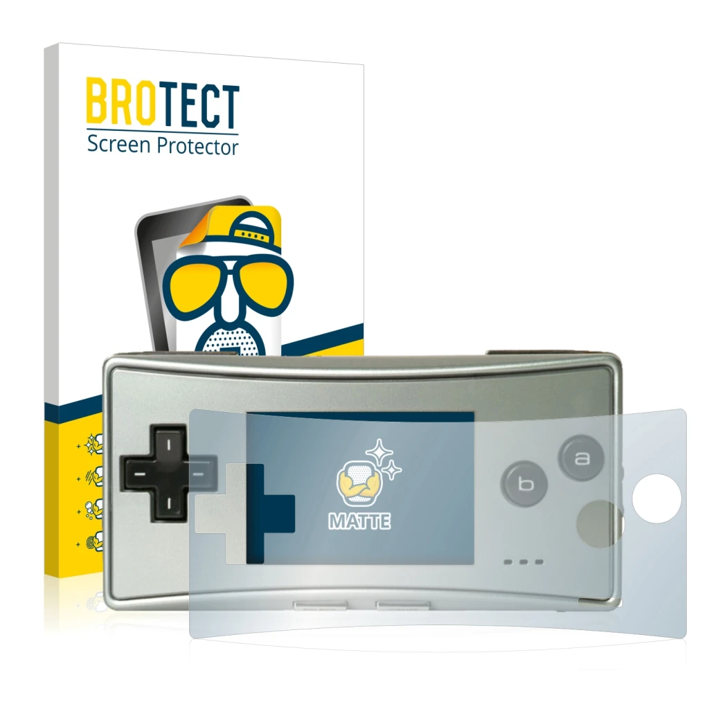 Parte frontale di una confezione del prodotto con il logo del marchio BROTECT. Accanto è raffigurato il dispositivo Nintendo G