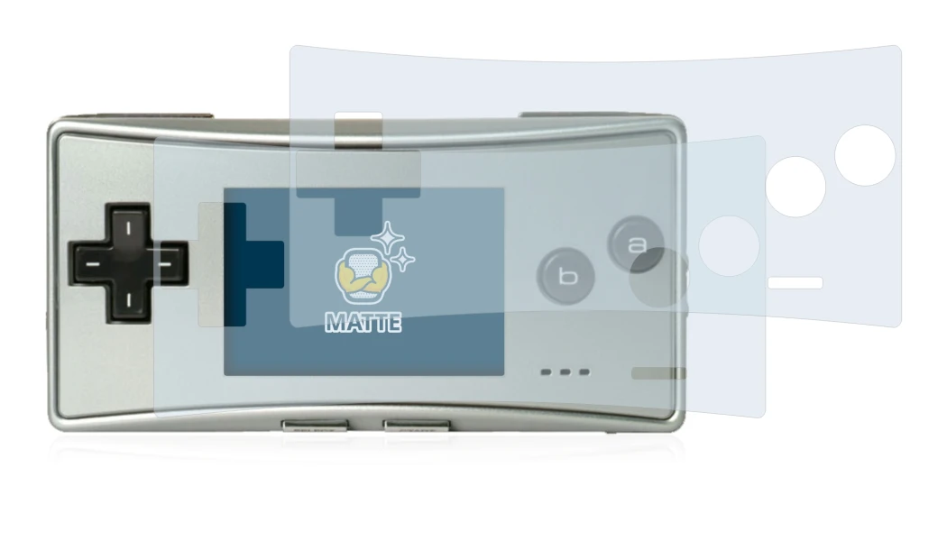 Immagine del dispositivo Nintendo Gameboy Micro con un'ampia varietà di protezioni per lo schermo.