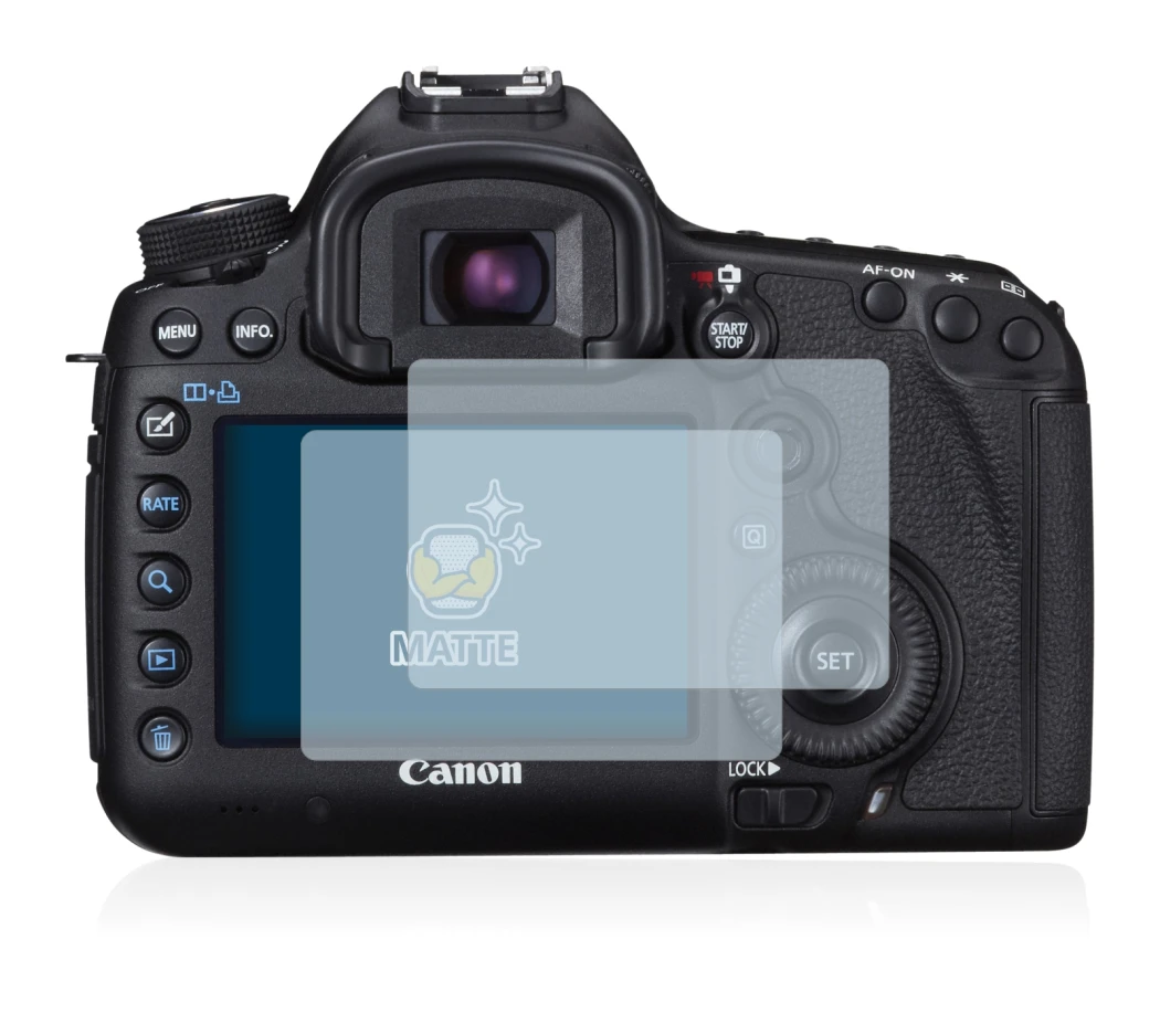 Immagine del dispositivo Canon EOS 5D Mark III con un'ampia varietà di protezioni per lo schermo.