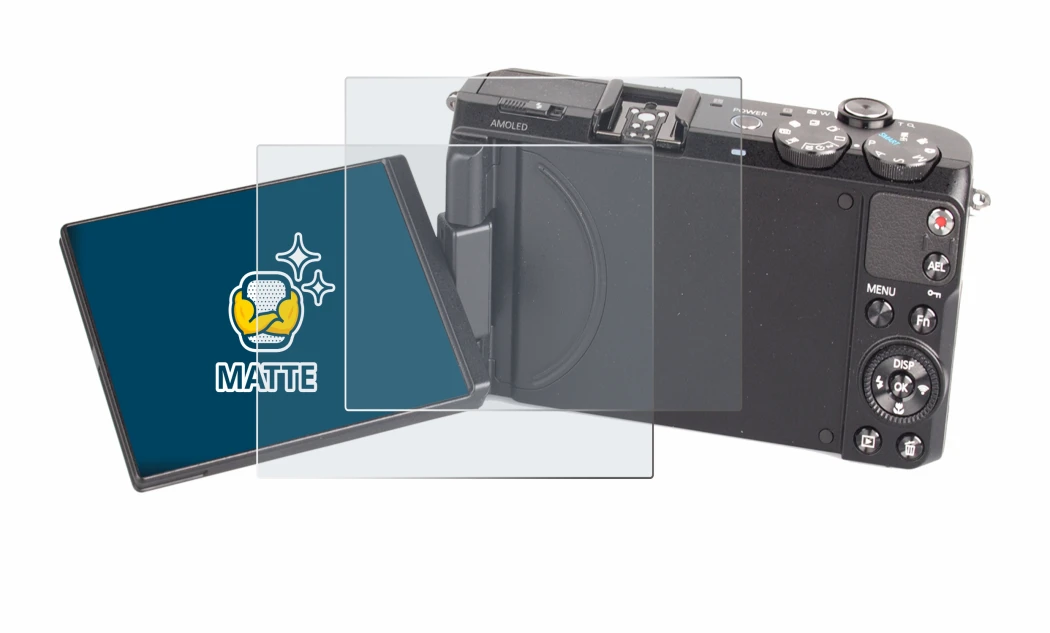 Immagine del dispositivo Samsung EX2F con un'ampia varietà di protezioni per lo schermo.