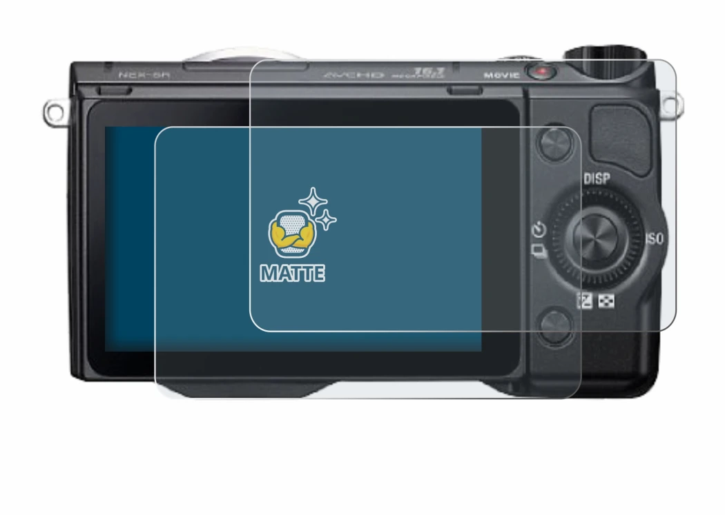 Immagine del dispositivo Sony Alpha NEX-5R con un'ampia varietà di protezioni per lo schermo.