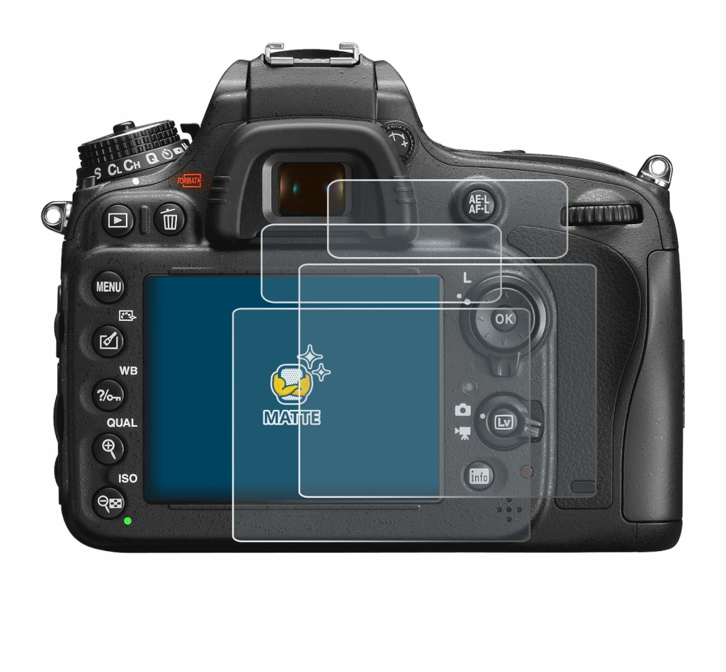 Immagine del dispositivo Nikon D600 con un'ampia varietà di protezioni per lo schermo.