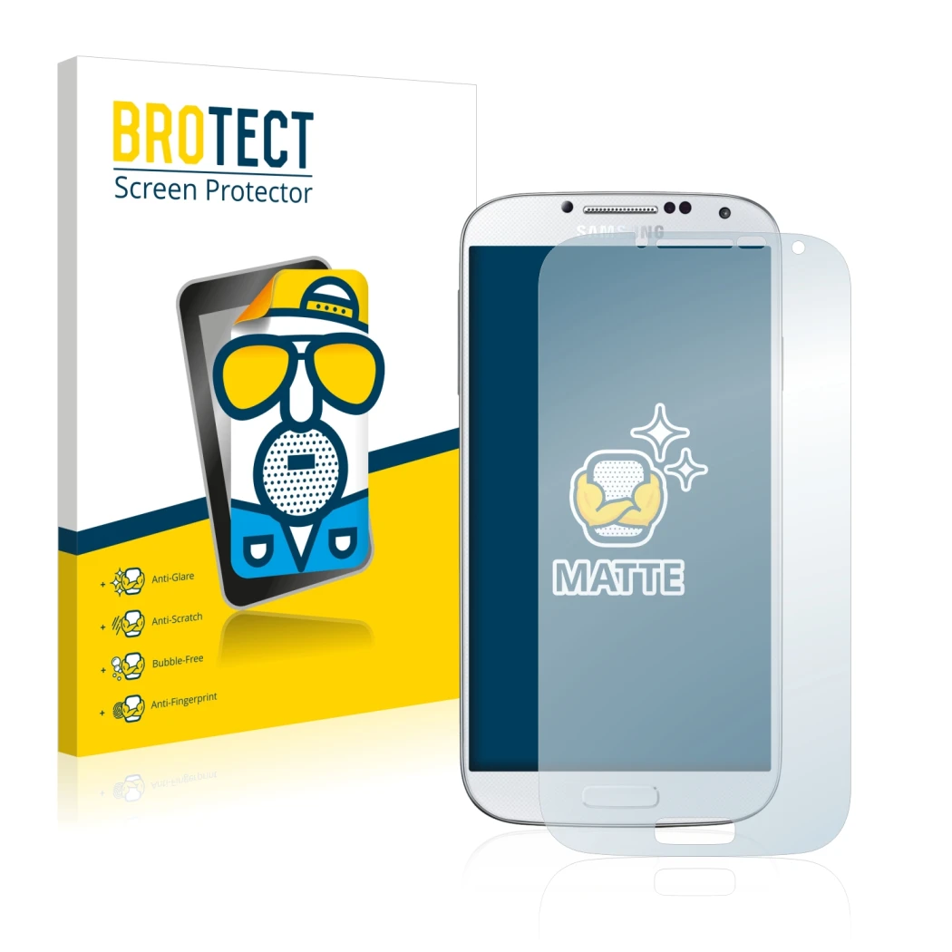 Parte frontale di una confezione del prodotto con il logo del marchio BROTECT. Accanto è raffigurato il dispositivo Samsung Ga