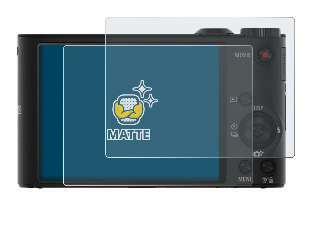 Immagine del dispositivo Sony Cyber-Shot DSC-WX350 con un'ampia varietà di protezioni per lo schermo.