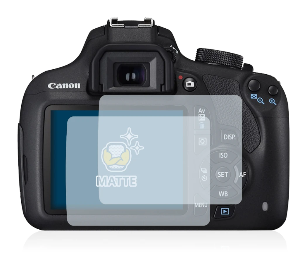 Immagine del dispositivo Canon EOS 1200D con un'ampia varietà di protezioni per lo schermo.