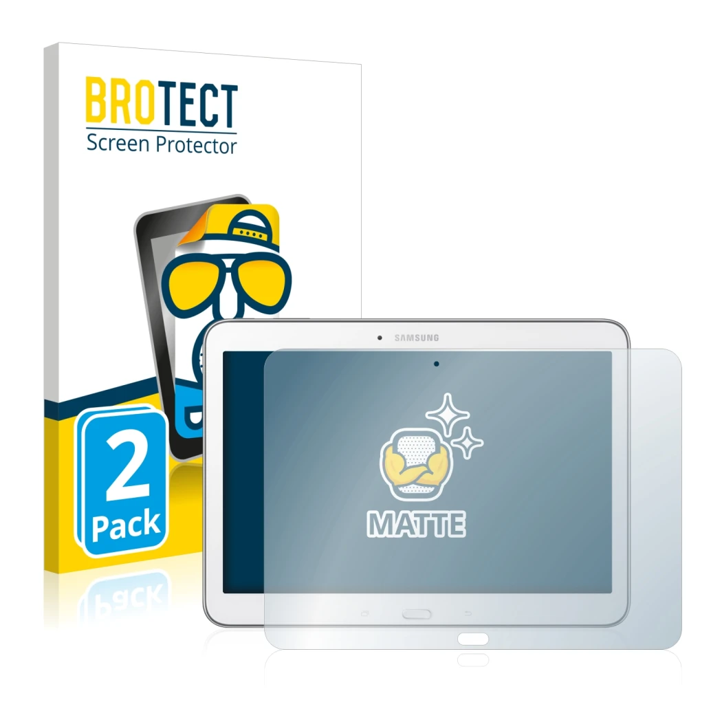 Parte frontale di una confezione del prodotto con il logo del marchio BROTECT. Accanto è raffigurato il dispositivo Samsung Ga