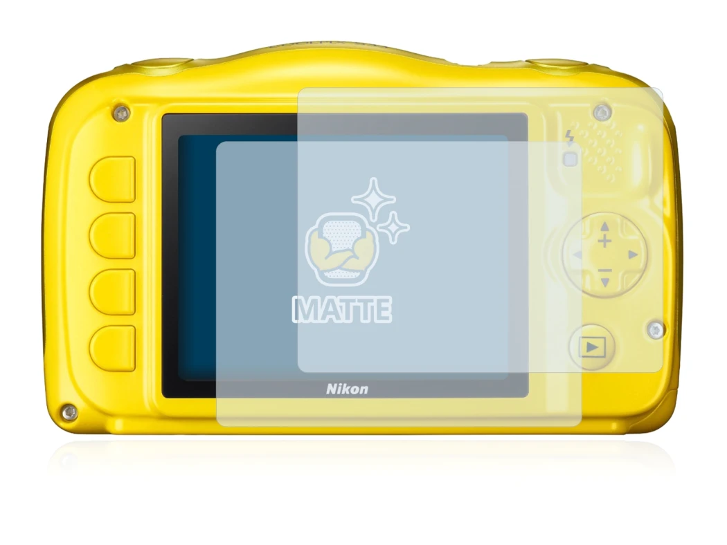 Immagine del dispositivo Nikon Coolpix S33 con un'ampia varietà di protezioni per lo schermo.