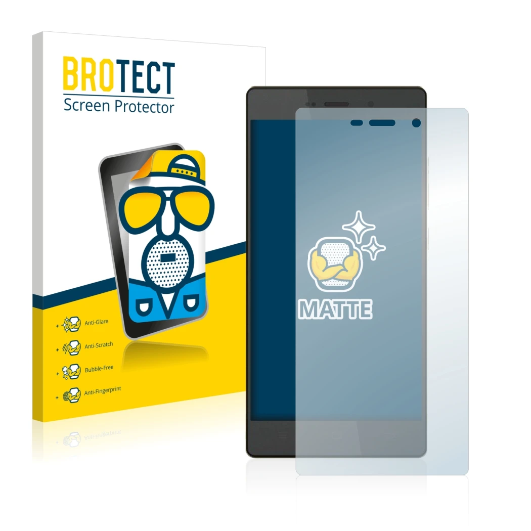 Parte frontale di una confezione del prodotto con il logo del marchio BROTECT. Accanto è raffigurato il dispositivo Hisense H9