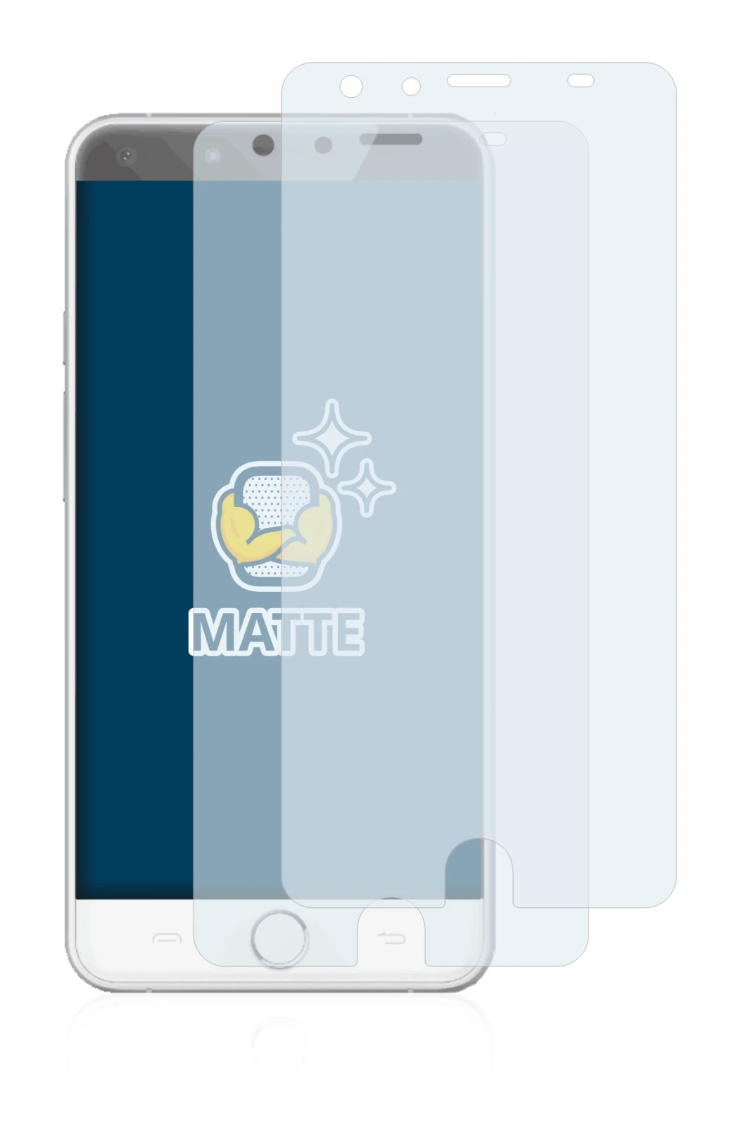 Immagine del dispositivo Ulefone Be Touch con un'ampia varietà di protezioni per lo schermo.