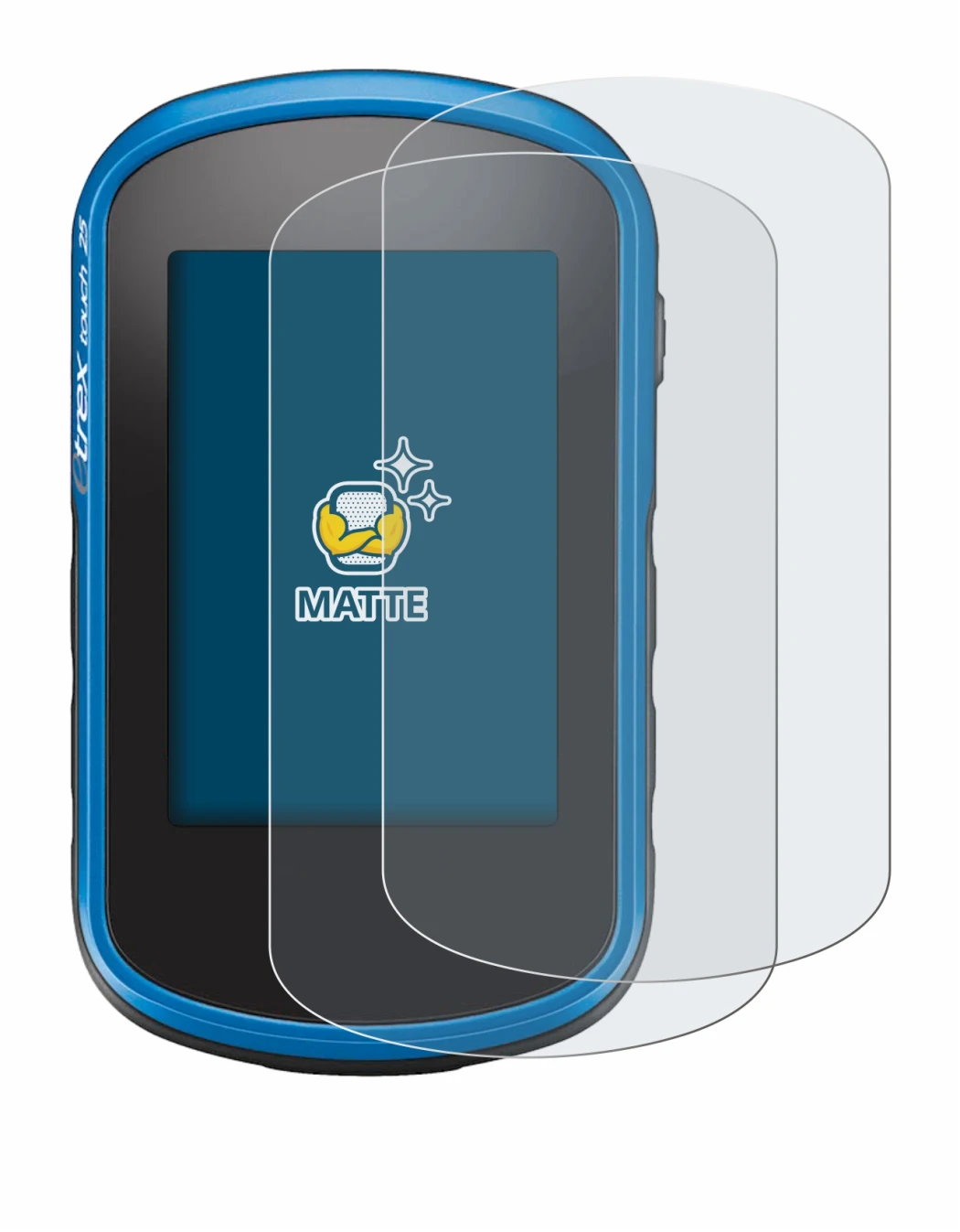 Immagine del dispositivo Garmin eTrex Touch 35 con un'ampia varietà di protezioni per lo schermo.