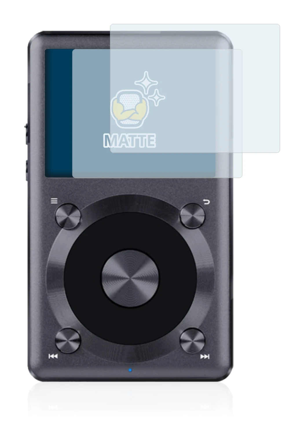 Immagine del dispositivo FiiO X3 II con un'ampia varietà di protezioni per lo schermo.