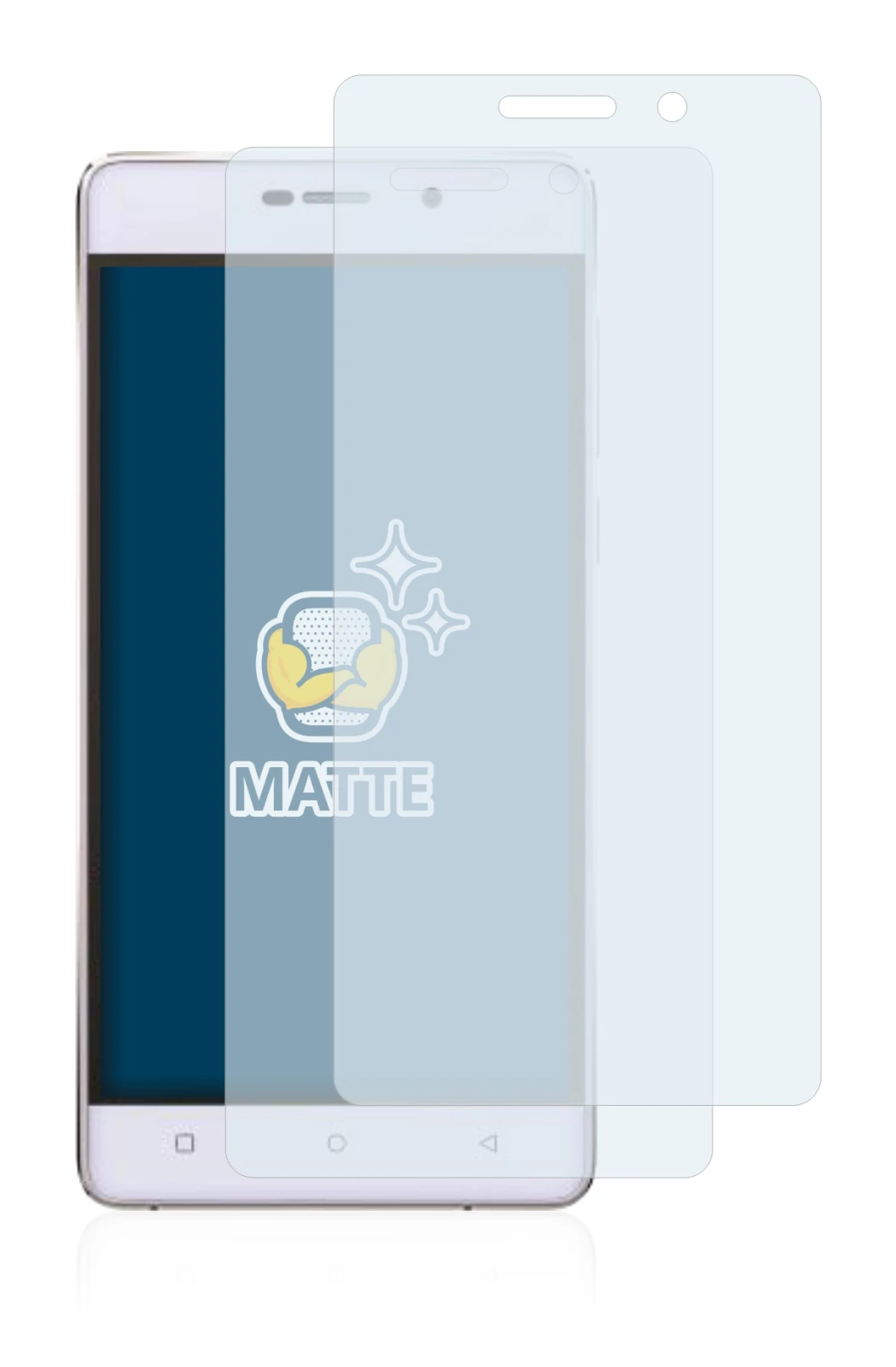 Immagine del dispositivo Gionee Marathon M4 con un'ampia varietà di protezioni per lo schermo.