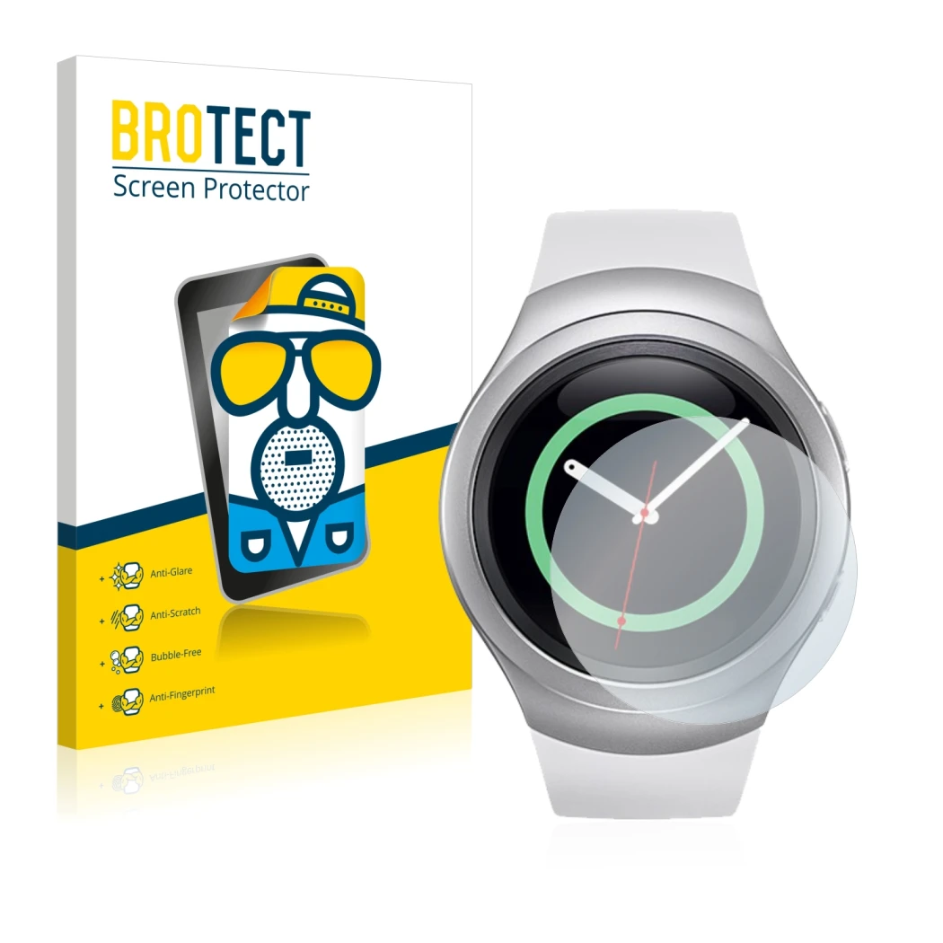 Parte frontale di una confezione del prodotto con il logo del marchio BROTECT. Accanto è raffigurato il dispositivo Samsung Ge