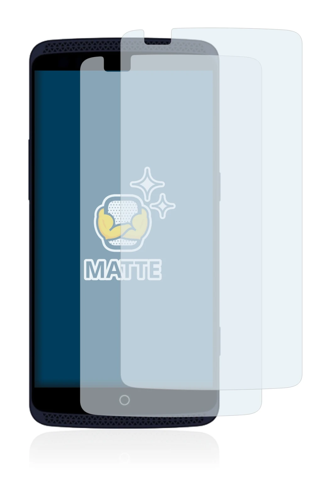 Immagine del dispositivo ZTE Axon Elite con un'ampia varietà di protezioni per lo schermo.