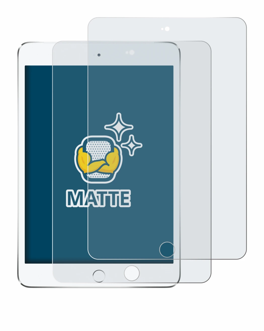 Immagine del dispositivo Apple iPad Mini 4 2015 con un'ampia varietà di protezioni per lo schermo.