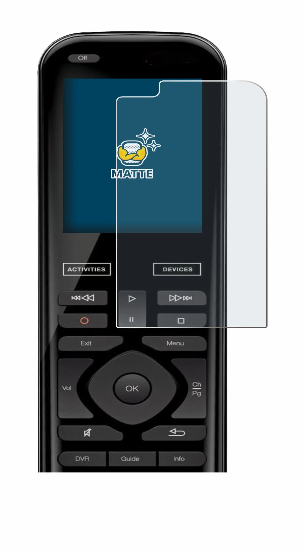Immagine del dispositivo Logitech Harmony 950 con un'ampia varietà di protezioni per lo schermo.