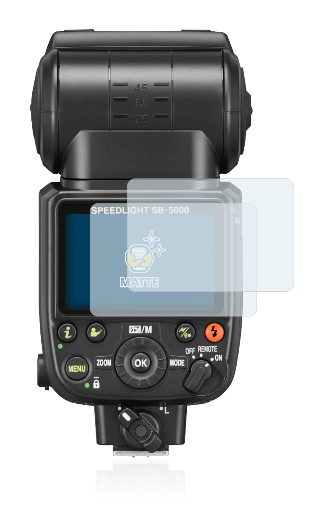 Immagine del dispositivo Nikon SB-5000 con un'ampia varietà di protezioni per lo schermo.