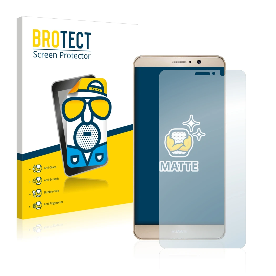 Parte frontale di una confezione del prodotto con il logo del marchio BROTECT. Accanto è raffigurato il dispositivo Huawei Mat