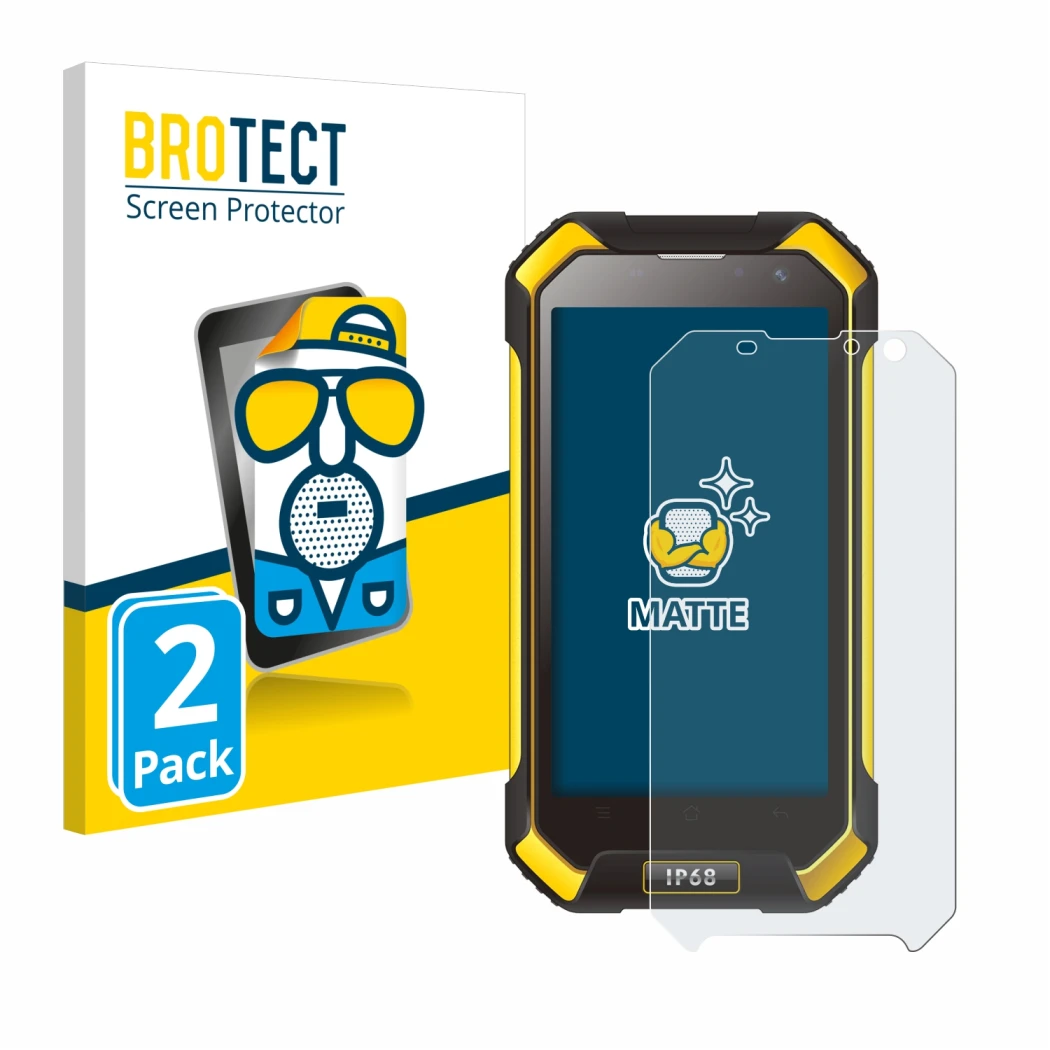 Parte frontale di una confezione del prodotto con il logo del marchio BROTECT. Accanto è raffigurato il dispositivo Blackview