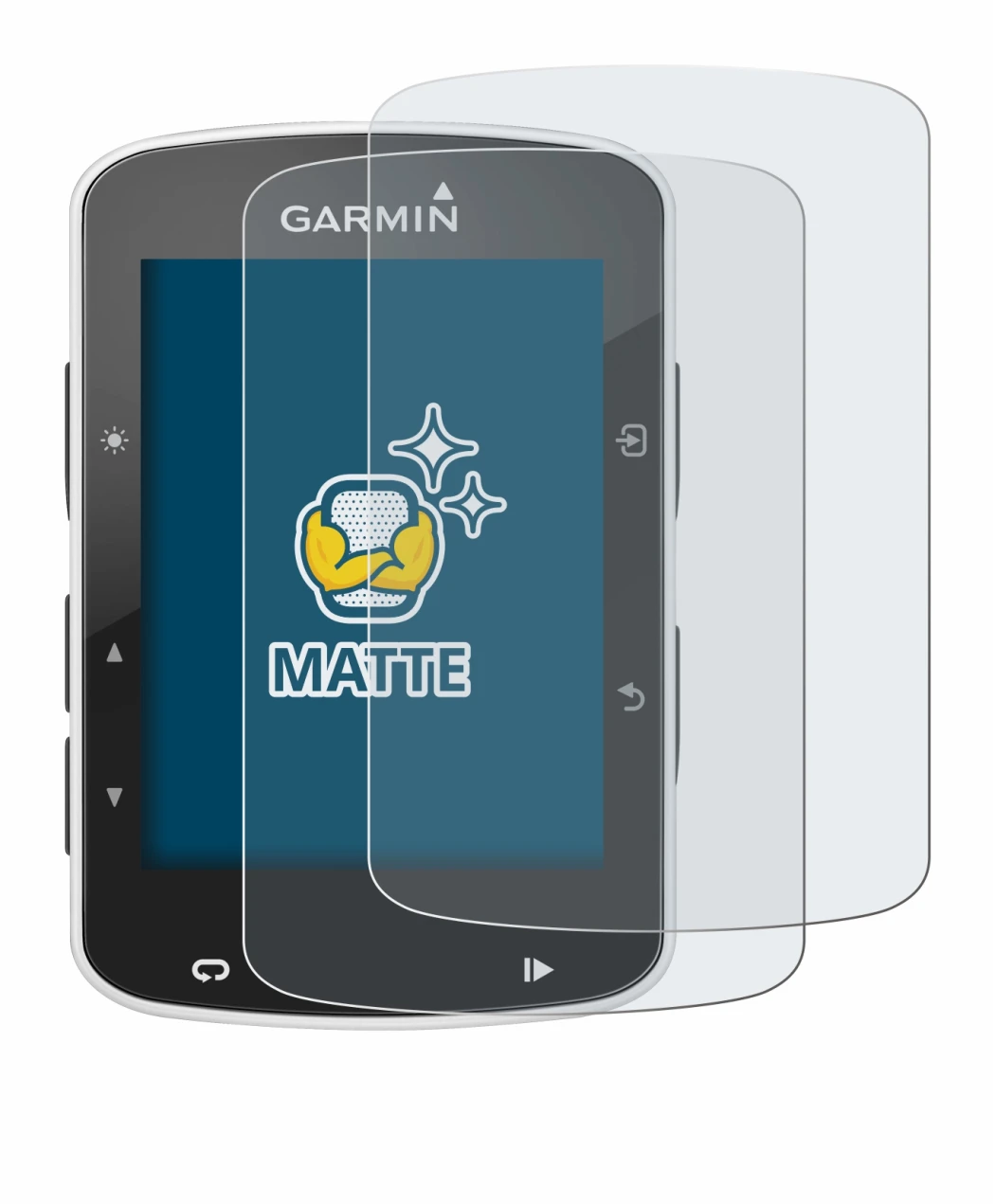Immagine del dispositivo Garmin Edge 820 con un'ampia varietà di protezioni per lo schermo.