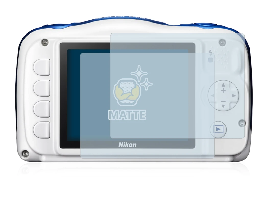 Immagine del dispositivo Nikon Coolpix W100 con un'ampia varietà di protezioni per lo schermo.