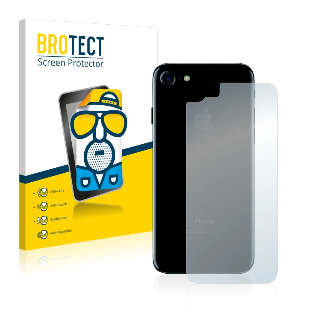 Parte frontale di una confezione del prodotto con il logo del marchio BROTECT. Accanto è raffigurato il dispositivo Apple iPho